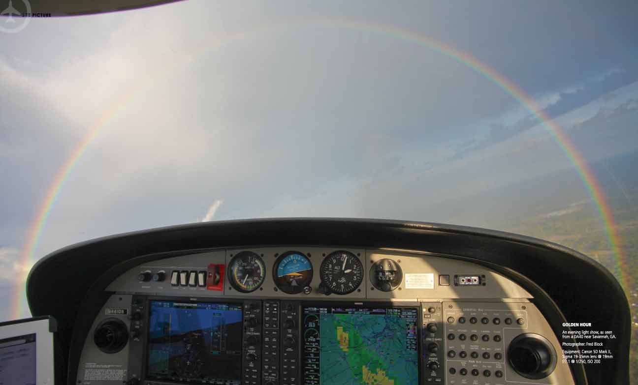 rainbow, seen from the cockpit