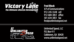 Victory Lane business card front